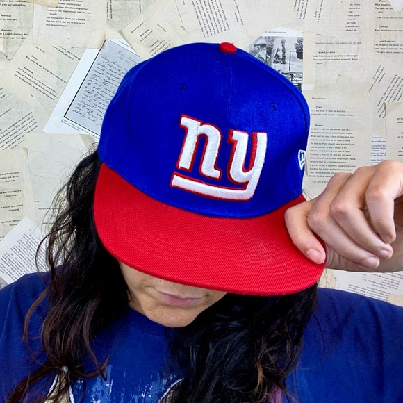 New Era Other - New Era NFL New York NY Giant Fitted Hat Blue with Red Brim White Logo